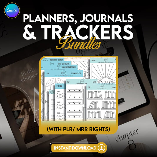 Ultimate Planner, Journal & Tracker Bundle with Reseller Rights | PLR & MLR Digital Products | Canva Editable Templates