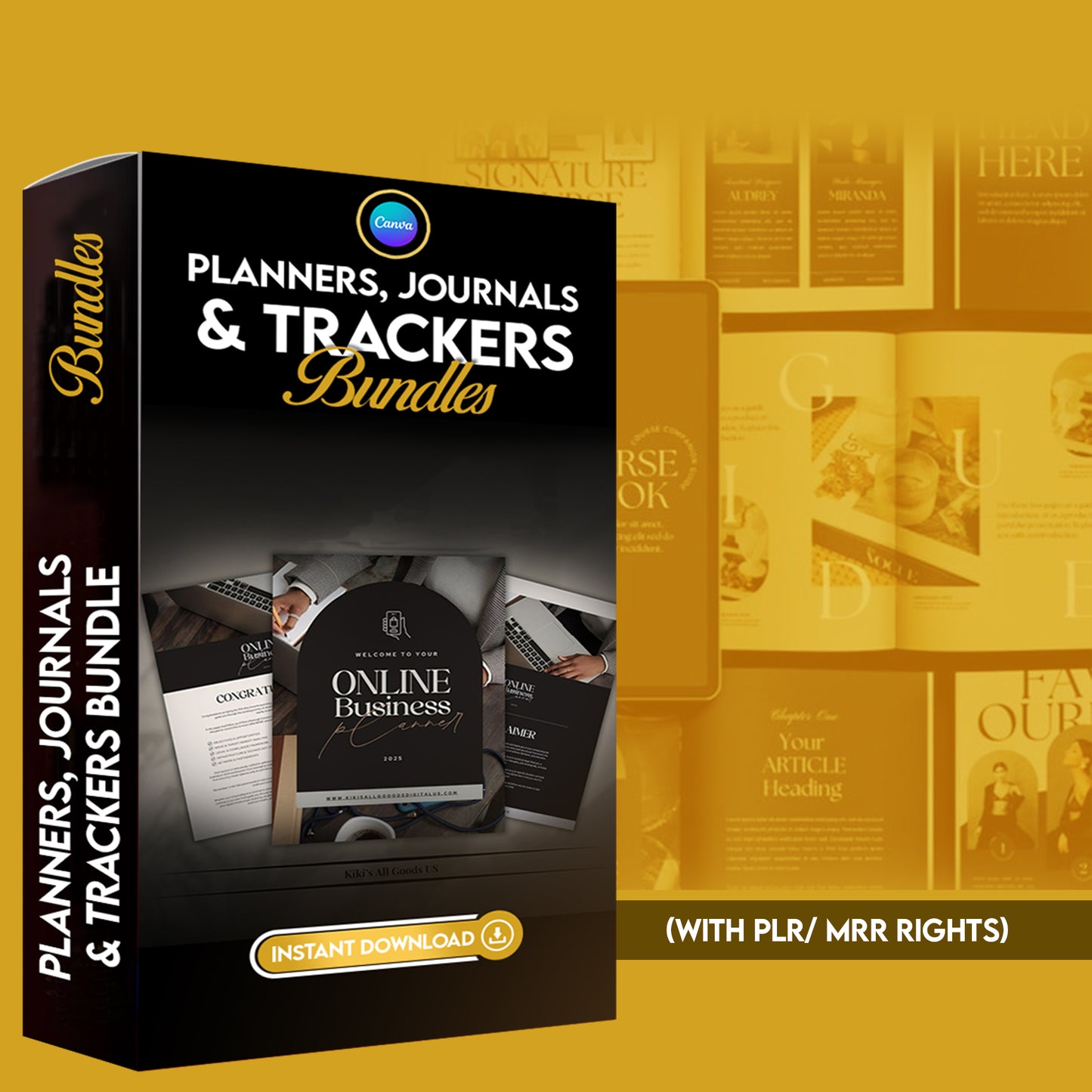 Ultimate Planner, Journal & Tracker Bundle with Reseller Rights | PLR & MLR Digital Products | Canva Editable Templates