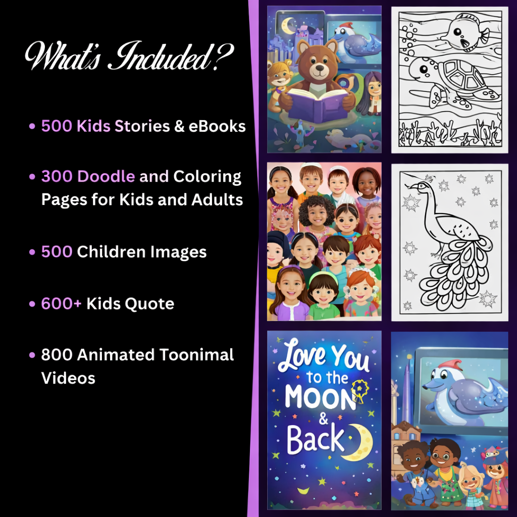 10000+ Kids Tales, Stories, Coloring Pages & Activity Mega Bundle – eBooks, Doodles, Quotes & Videos