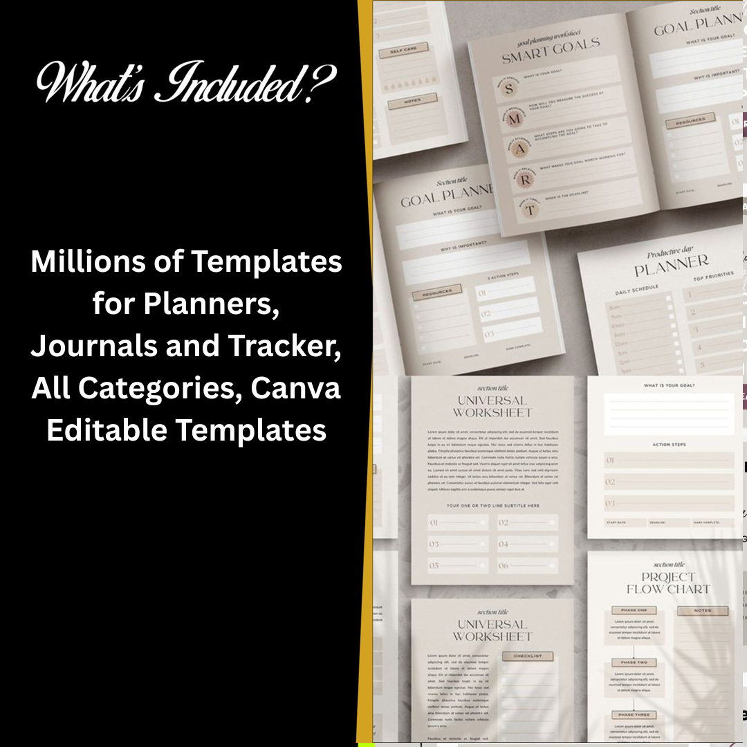 Ultimate Planner, Journal & Tracker Bundle with Reseller Rights | PLR & MLR Digital Products | Canva Editable Templates
